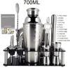 1-14 Pcs/set 600ml 750ml Stainless Steel Cocktail Shaker Mixer Drink Bartender Browser Kit Bars Set Tools With Wine Rack Stand 240306