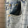 Retro Letters Jeans Womens Denim Trousers Hip Hop Washed Jeans Luxury Blue Pants High Waist Personality Jean Pants