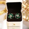 Stud Earrings 2024 Senior Contracted Sweet Flowers Fashion Shiny Crystal Women Jewelry Girl's Accessories