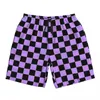 Shorts pour hommes Hommes Board Black Purple Checkers Fashion Beach Trunks Séchage rapide Sports Pantalons courts surdimensionnés