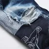 Jean en Denim pour hommes, nouvelle marque, Patchwork de trous, Patch bleu, pantalon à la mode, tendance, 2024