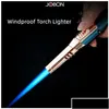 Lighters Torch Gas Gun Lighter Metal Windproof Elbow Cigar Cigarette Refill Jet Bbq Kitchen Cooking Tool Jewelry Welding Gifts Drop Dh7Rp