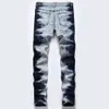 Nieuwe elastische slim-fit denimbroek, High Street Novelty Jeans, heren