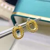 Brincos de prata esterlina com ajuste livre de alergia, 3 camadas, banhado a ouro 18K, 5 mm 7 mm, pedra preciosa semi-montada