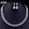 Huami Classic Jewelry Set Earrings Drop Water Necklace For Women Banquet Wedding Party Regalos Para Mujer Crystal 240228