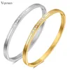 Bangle VQYSKO Striped Zircon Bracelet Stacking Woman Jewelry Anniversary Gift For Her Couple