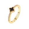 Женское двухслойное кольцо с изображением клевера и одним бриллиантом, маленький дизайн S в Instagram, изысканное и высококачественное кольцо на указательном пальце
