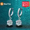 Charm Neetim 1CT Moissanit Damla Küpe Köpüklü Elmas Küpeler S925 STERLING Gümüş Beyaz Altın Kaplama Düğün Jewelryl2403