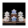 Chá Tureen Gaiwan Dehua Sancai Tigela Única Pintada à Mão Padrão Tradicional Chinês Er Drop Delivery Home Garden Kitchen Dining Bar T Dhcjp