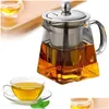 Teapots Heat Resistant Glass Teapot With Stainless Steel Tea Infuser Filter Flower Kettle Kung Fu Set Puer Oolong Sale Drop Delivery Dhth3