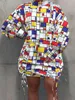LWプラスサイズドレスハーフタートルネックフォールドデザインシャツドレスランタンスリーブルーズモックネックストレートドローストリング女性ドレス240312