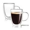 Tea Cups Transparent Glass Coffee Cup 4 Size Milk Whiskey Beer Double Creative Heat Resistant Cocktail Vodka Wine Mug Drop Delivery Dhixk