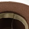 Berets Strohhut mit breiter Krempe, natürlicher Sommer-Lederband, Sonnenkappe, UV-Schutz, Strand-Fedora, Damen/Herren