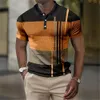 MenS Polo Shirt 3d Vertical Stripe Print High-Quality MenS Clothing Summer Casual Short Sleeved Street Cool Tops Tees 240301