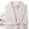 Men's Sleepwear Unisex Nightgown V Neck Lace-up Waist Loose Long Sleeve Solid Color Towel Bathrobe El Dressing Gown Shower