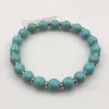 Stretchy 8mm Turquoise Beaded Bracelets With Silver Color Spacer Beads For Women 12pcs 288o