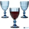 Vidros de vinho retro copo de vidro colorido decoração de casamento verde pérola em relevo goblet suco de leite espumante champanhe gota entrega hom DHD4Q