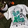 2024 SS 브랜드 남성 디자이너 T 셔츠 하이 스트리트 리프 레터 인쇄 최고 품질 100%면 티 느슨한 티셔츠 S-XL 2 색상