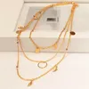 Choker Fashion Gold Color Chain Leaves Multi Layer Necklace Geometric Round For Women Collier Femme Jewelry Gift