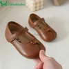 Babyschoenen 12-15,5 cm leren kinderschoenen voor kleine prinses eerste verjaardag bruiloft effen zachte strikje brede neus kinderen meisje lente schoenen 240315