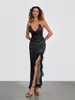 Casual Dresses Women Sexy Backless Bodycon Maxi Dress Spaghetti Straps Floral Lace Slip Long 2024 Summer Elegant Cocktail Party