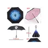 Paraplyer Creative Invertered Paraply Sun Rain Longhandled paraplyer omvänd vindtät dubbellager Chuva Chook Hands SF96ZWL8786920 DR OTD43