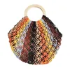 Nouveau sac tissé en corde de coton coloré fait à la main, sac de vacances à la plage, sac à main, sac en maille Instagram, Art Forest 240315