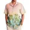 Erkekler Sıradan Gömlek 2024 Palmiye Yaprak Baskı Erkekler Hawaii Gömlek Plajı Kısa Kollu Gevşek Moda Üstleri Tee Man Bluz Camisa