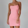 Casual Dresses Sexig Summer Spaghetti Strap Camisole Mini Dress Women Nightclub BodyCon Evening Party Low Neck sundress