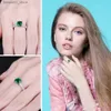 Anneaux de mariage Bijoux Palace Green Simulation Nano Jade Créer Ruby Ring 925 Sterling Silver Gemstone Solitaire Femmes Bague de Fiançailles Q240315