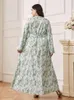 Ethnische Kleidung Abaya für 2024 Plus Size Print Muslimische Frauen Lose Maxikleid Eid Party Dubai Kaftan Türkischer Islam Arabisches Kleid Caftan Jalabiya