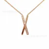 Designer tiffay and co AtIas letters Necklace womens rose gold inlaid with diamonds Roman digital temperament collarbone chain V 1 high version