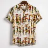 Mens clothing 2024 summer new European size mens floral short sleeved shirt for men