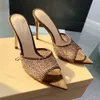 New Grossi Rossi Chamois 스웨이드 모조 다 노스 슬리퍼 샌들 Stiletto High Heels105mm Slip-On Open Toe Women Luxury Designers Shoes Evening Size 35-42with Box