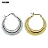 Boucles d'oreilles Style POPMAX, grand cercle lisse et exquis pour femmes et filles, bijoux en acier inoxydable pour fête de mariage, vente en gros, 2024