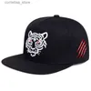 Ball Caps Cotton Black Tiger Haftery Baseball Cap Men Men Snapback Hats Letni czas wolny ciężarówek czapki unisex hip hop Hats Gorrass240315