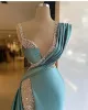 2024 Vestidos de noche de sirena brillante Cuentas con lentejuelas Vestido de fiesta formal por encargo Tallas grandes Sin mangas Desfile Vestidos de fiesta Robe de BC12542