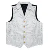 Men's Vests Mens Suit Vest Black Silver Paisley Floral Gothic Waistcoat Party Dresses Victorian Tie Set Groomman For Wedding