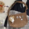 Bag MBTI Vintage Corduroy Womens axel Autumn och Winter Student Hobos Messenger Japanese Style Harajuku Ladies Handbag