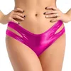 Kadınlar Külot Parlak Metalik Kadınlar Seksi kesilmiş Düşük Bel Uçgusu SPANDEX Sahte Deri Deri Briefs Bayanlar iç çamaşırı iç çamaşırı