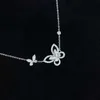 디자이너 Tiffay and Co High Edition Phantom Butterfly Necklace for Womens Unisex Ins Light Luxury Small Fairy Style Sparkling Diamond Collar Chain