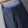 Pantalon pour hommes, décontracté, fin, Business, classique, couleur unie, élastique, confortable, ample, droit, marque, vêtements de travail, costume, été