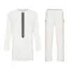 Herren-Trainingsanzüge, Naher Osten, traditioneller muslimischer Stil, Anzug, schlichtes, elegantes weißes Hemd mit Hose, bedruckt, lässig, Party, Ball, 2-teilig