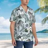 Chemises décontractées pour hommes Feuilles de palmier Chemise Zèbre et imprimé floral Classique Été Mâle Manches courtes Plage Respirant DIY Blouses surdimensionnées