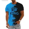 T-shirts pour hommes Summer Color Block King Crown Imprimer Hommes T-shirts Mode O-Cou Court Slve Vêtements Lâches Vêtements T-shirt surdimensionné pour hommes Y240315