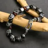 Punk Hip Hop Stainless Steel Skull Bracelet Biker Vintage Beads Bangles For Men Boys Fashion Creative Jewelry Gifts Drop 240305