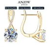 Anziw D20CT Drop Huggie Earrings Real 925 Silver Women Gold Plated Hoops Infinite Earring Certified Wedding Jewelry 240227