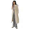 Trenchs de femmes SuperAen double boutonnage élégant design coréen bureau dame beige long manteau pour les femmes