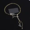 Jewelry Golden Chain Necklaces Luxury Triangle Rhinestone Pendants Necklaces Silver Plated Necklaces With Box 4 Colors