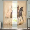 Rideaux en Tulle avec motif cheval courant, traitement de fenêtre moderne, transparent, pour cuisine, salon, chambre à coucher, décoration